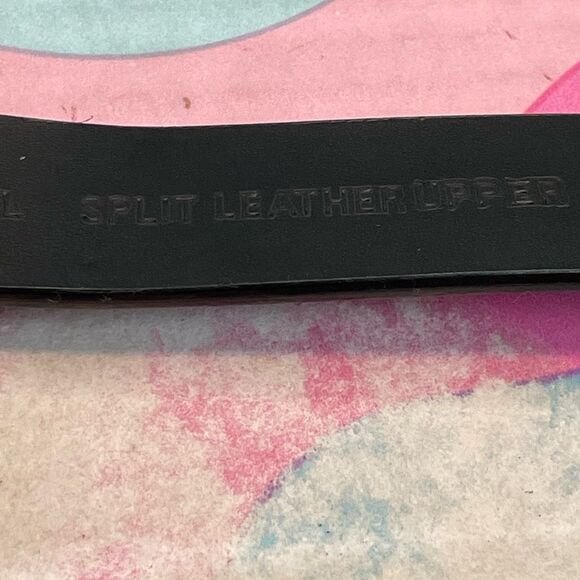 Chico’s Belt Black Split Leather Silver Gold Tone Metal Clasp Slide Adjustable - Picture 6 of 7